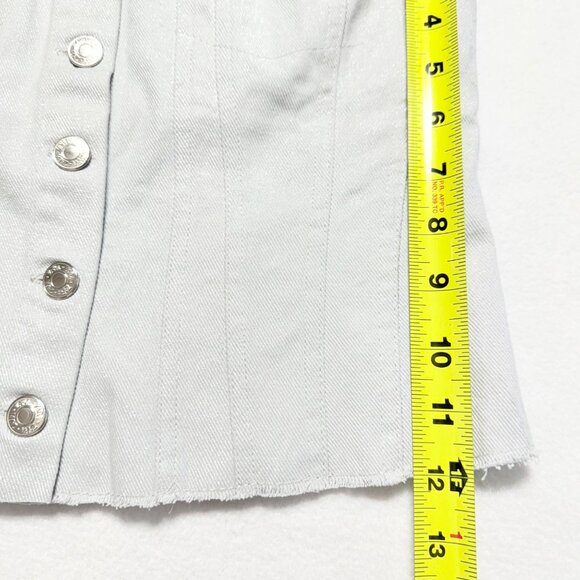 NWT Zara Womens Smoked Back Button Metallic Silver Denim Strapless Corset Size M - Picture 8 of 10